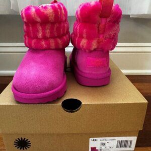 Ugg Kids Fluff Mini Quilted Zebra - Size 13